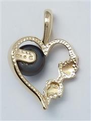 10K Black Hills Gold Black 1.13mm Pearl Heart Pendant